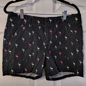 Banana Republic Sz 2 Women's Black Flamingo Print Shorts